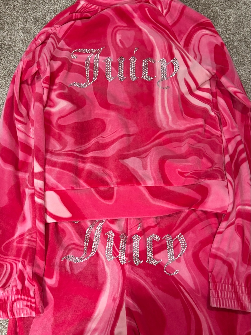 Juicy Couture Couture UK Pink Marble Velour Tracksuit - extremely rare